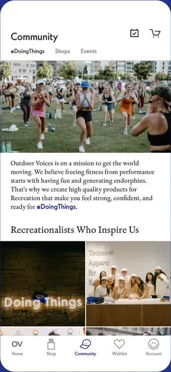 Community in the iOS app: events and stories from the people behind #DoingThings
