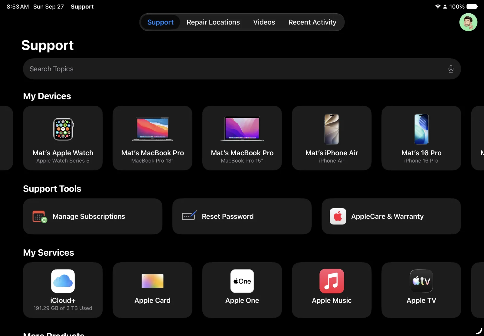 Apple Support screenshot