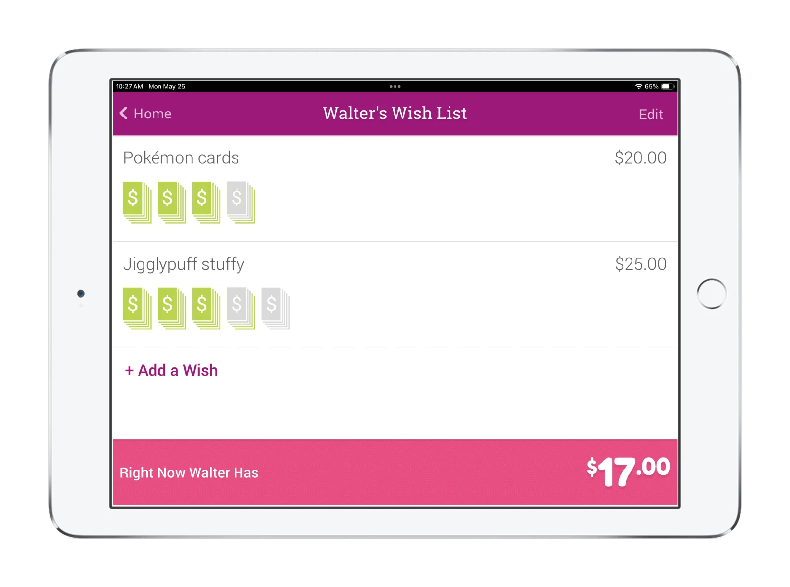 Yuby wish list on iPad