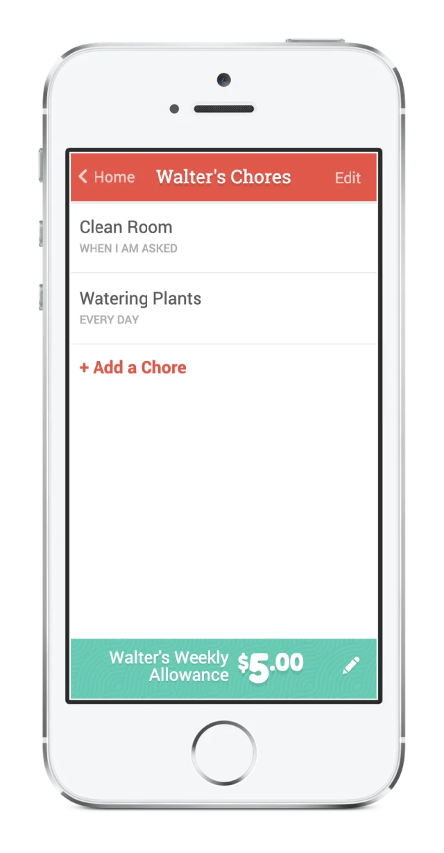 Yuby chores screen on iPhone
